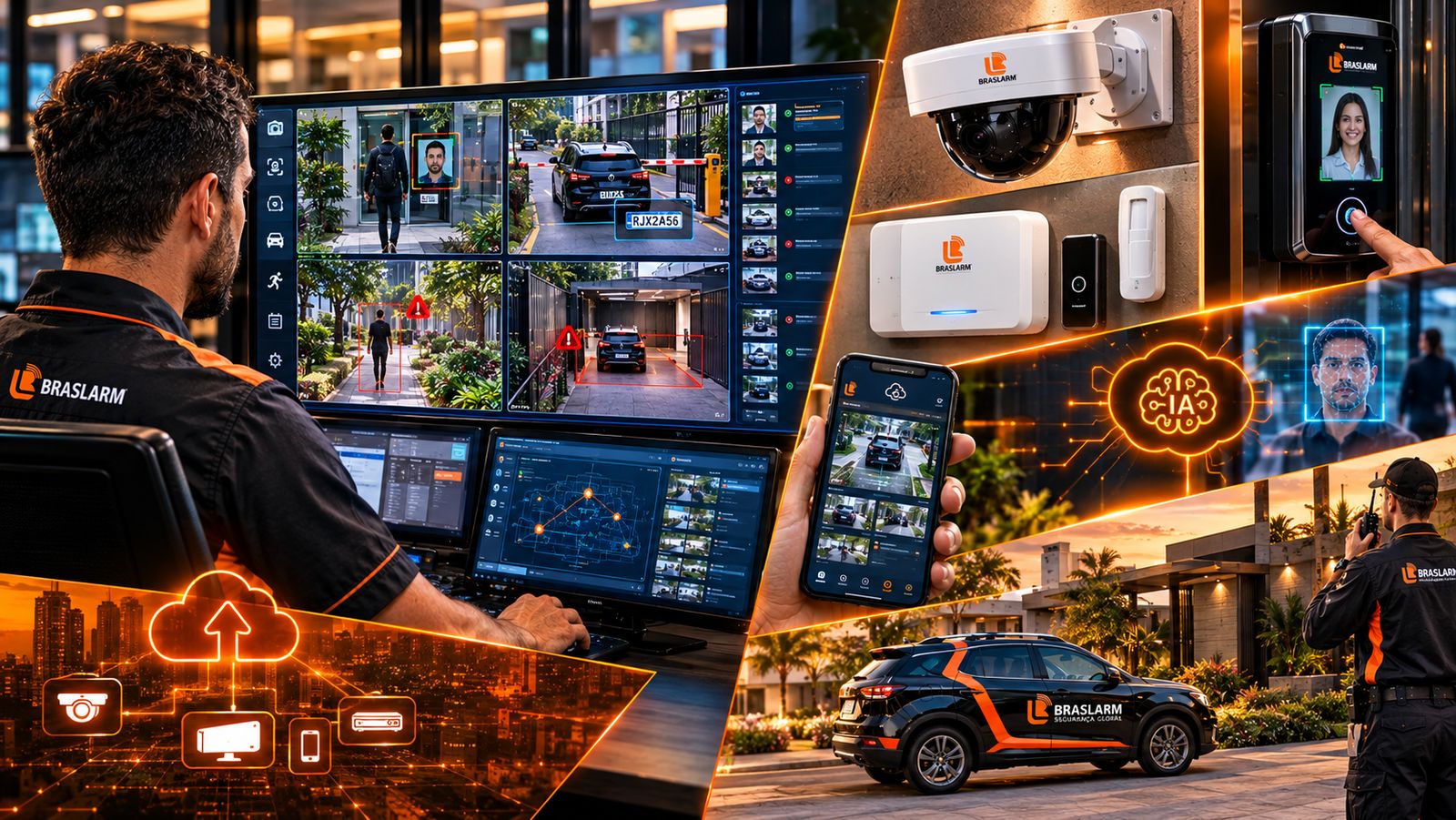 Sistema de câmeras inteligentes e alarmes monitorados 24hs, com IA